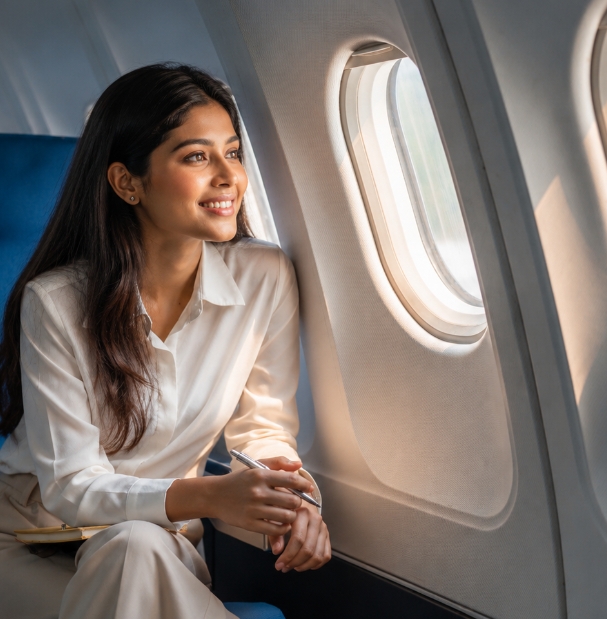 airline-aerospace-rfid-solutions Airline passenger representing RFID-enabled travel and aerospace operations