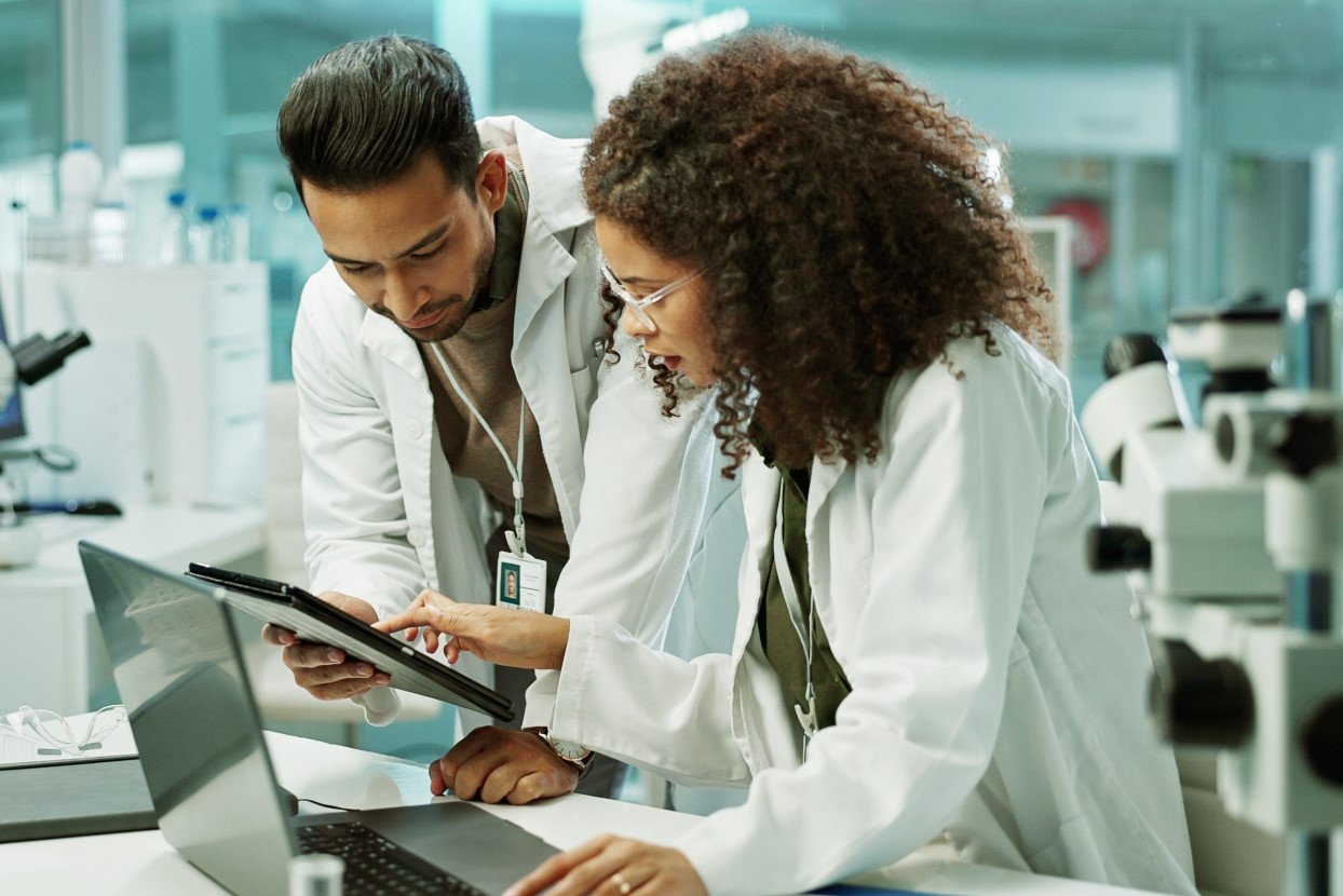 Healthcare professionals representing RFID-enabled clinical and pharmaceutical operations