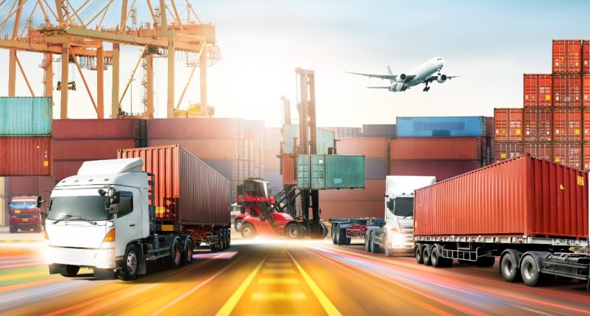 Freight transport representing RFID-enabled transportation and logistics visibility