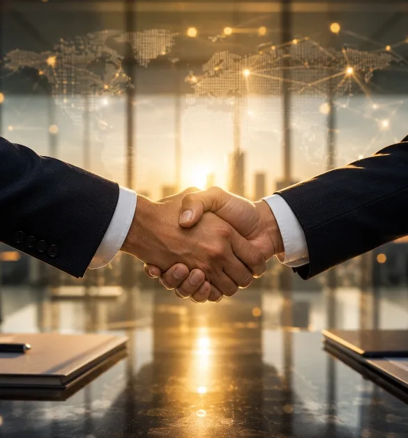 Business leaders shaking hands to represent i-TEK technology partnerships